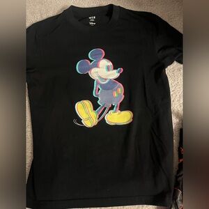 Uniqlo and Disney collab Black Tee with Neon Retro Mickey Graphic